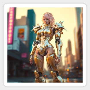 Cybernetic Cyberpunk Golden Warrior Sticker